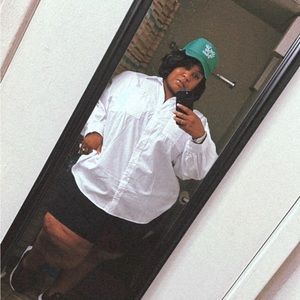 White Blouse with Lace up cut out